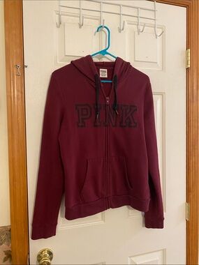 PINK Victoria's Secret Maroon Zip-Up Hoodie